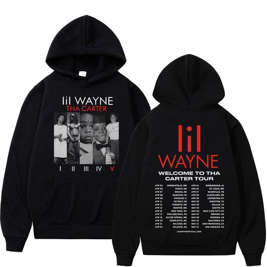 Rapper Lil Wayne Double Sided Print Hoodie, Men Women Trend Hip Hop Rap Sweatshirts Fashion Vintage Oversized Pullover Streetwear