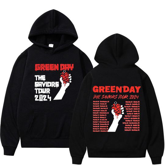 Green Day Bands The Saviors Tour 2024 Print Hoodie, Men Women Fashion Punk Rock Hooded, High Quality Fleece Pullovers