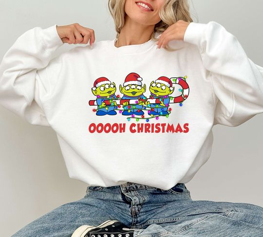 Disney Toy Story Alien Christmas Lights Sweatshirt , Alien Ooooh Christmas Funny Sweatshirt