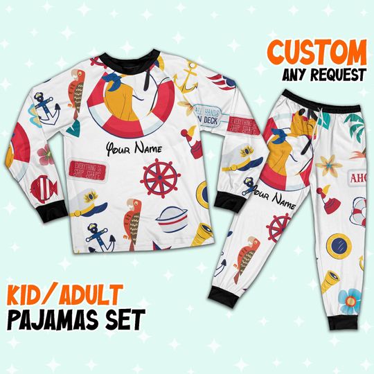 Custom Disney Pluto Cruise Trip Colorful Pajamas