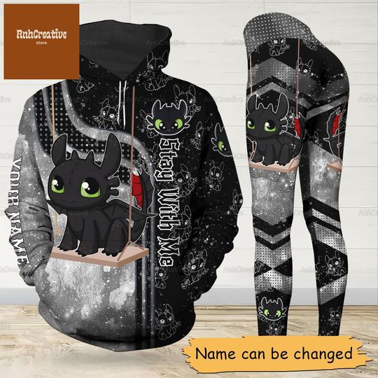 Disney Toothless Hoodie And Leggings, Custom Toothless Movie Hoodie, How To Train Dragon Hoodie, Leggings For Women, Gifts For Him Her