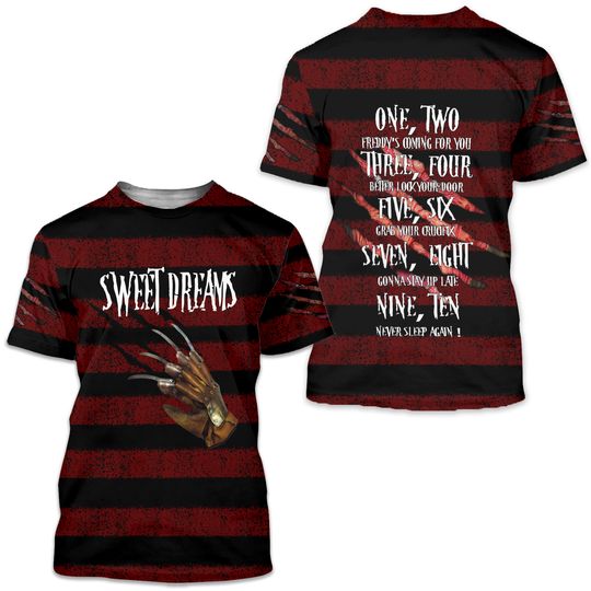 Freddy Krueger Sweat Dreams Halloween Movie 3D All Over Print T-shirt