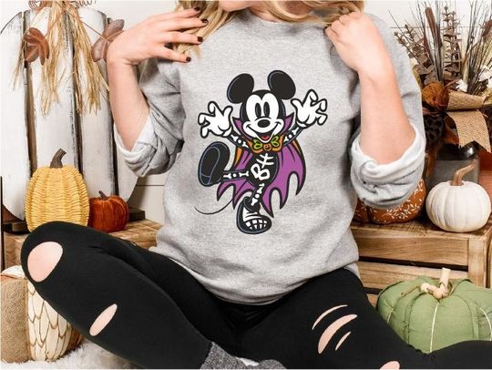 Disney Scary Mickey Mouse Sweatshirt Mickey Ghost Tee, Disney Halloween Sweatshirt, Halloween Disney Family Trip, Mickey Skeleton