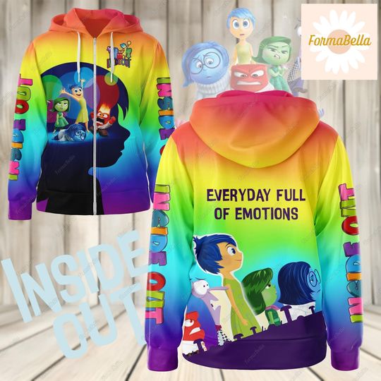 Halloween Inside Out Zip Hoodie, Disney Emotions Shirt, Disneyland Mental Health Shirt, Joy Sadness Fear Anger, Gifts For Disney Fans