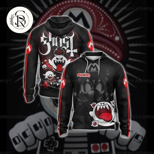 Mario Boo Ghost Hoodie, Super Mario Halloween 3D Shirt, King Boo Unisex T-Shirt, Disney Cartoon Horror Sweatshirt, Nintento World Tee