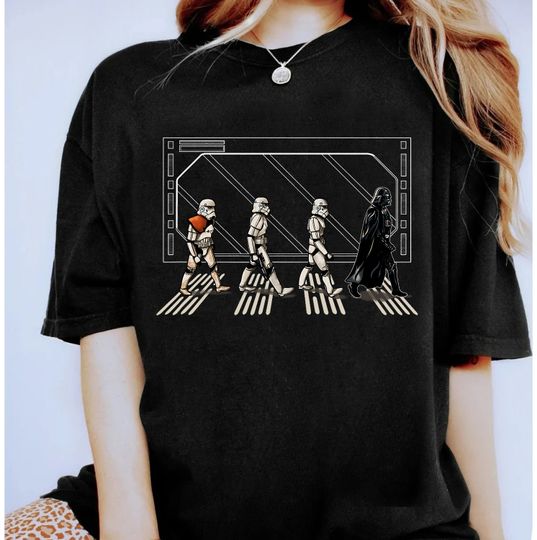 Star Wars Classic Darth Vader & Stormtroopers Abbey Road T-Shirt, Star Wars Fan Gift, Disneyland Family Vacation Gift T-shirt