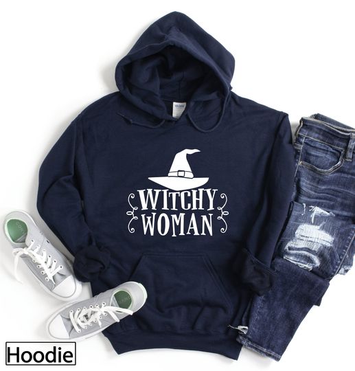 Unisex Hoodie, Witchy Woman Hooded Sweatshirt, Halloween Party Costume, Wicked Tees, Matching Group Shirts