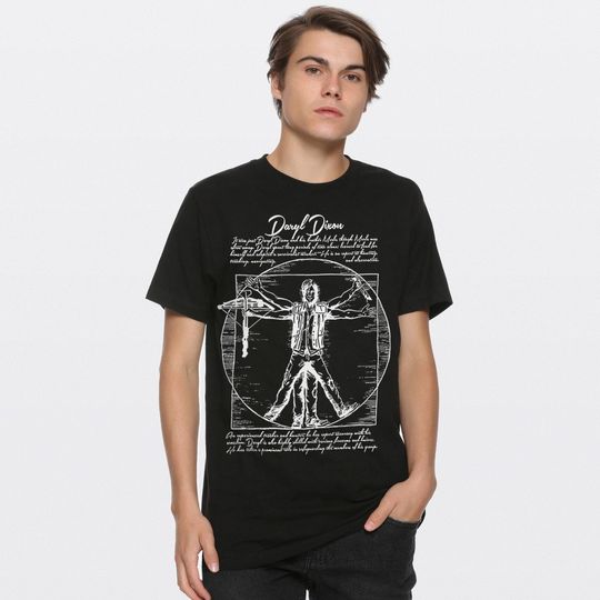 Vitruvian Daryl Dixon The Walking D T-Shirt, Men's and Women's