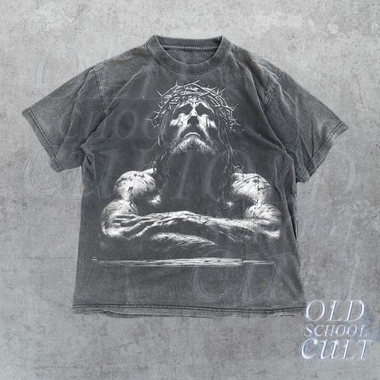 Jesus Looking Up Vintage Halftone 90s Graphic Shirt, Retro Faith Y2k Jesus Shirt, Christian Shirt, Retro Graphic 2000s Tee, Be The Light Tee