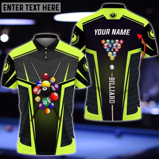 Billiard Personalized Name Yellow Green Unisex Polo Shirt