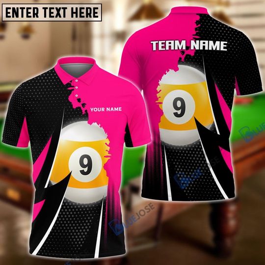 9Ball Billiards Pink Personalized Name, Team Name Unisex Shirt