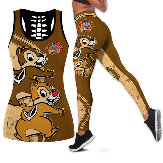 Disney Chip And Dale Hollow Tank Top Legging Sets, Gifts for Her