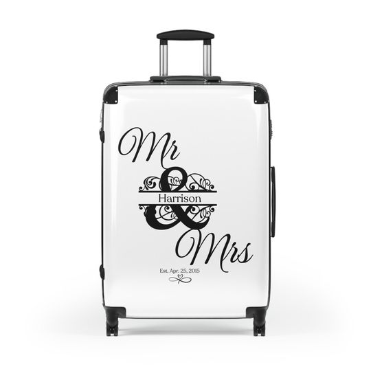 Wedding Gift Luggage Suitcase Set Custom Black White Monogram Luggage Personalize Engagement Couple Luggage Gift Honeymoon Travel Suit Case