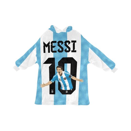 Lionel Messi 10  Blanket Hoodie, Soccer Blanket Hoodie, Football Merch