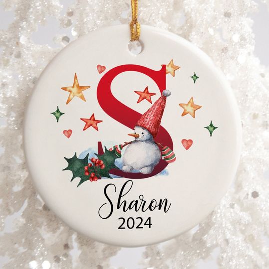 Personalized Christmas Ornament, Personalized Ornament Name,  Monogram Alphabet Ornament, Custom Name Ornament, Initial Ornament
