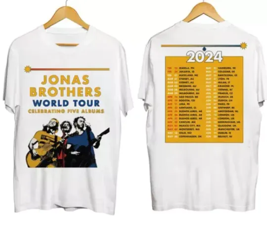 Pop Rock Band Jonas Brothers Tour 2024 T-Shirt