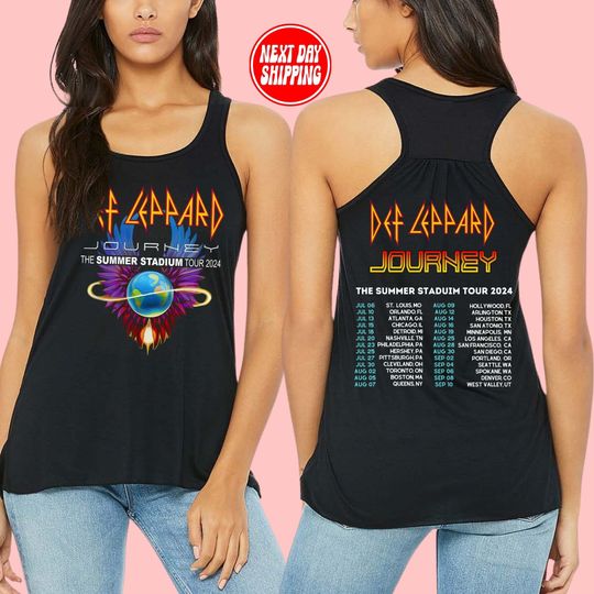 Def-Leppard And Journey Summer Stadium Tour 2024 Tank Top, Journey Tour Shirt, Def Leppard Shirt, Rock Music, Def Leppard And Journey Gift