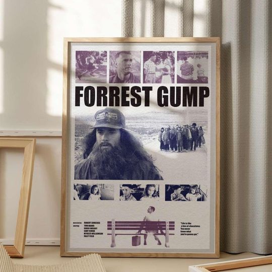 Forrest Gump Art Print | Tom Hanks | Movie Wall Art |  Vintage Print | Minimalist Movie Poster | Midcentury Poster