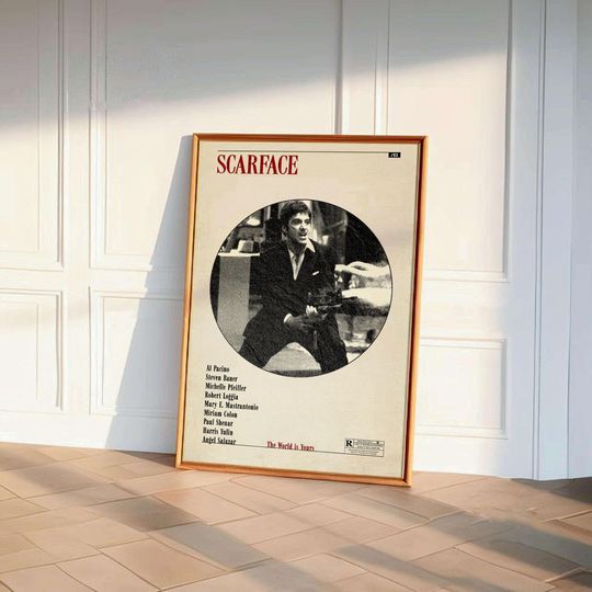 Scarface Wall Art | Al Pacino | Minimalist Modern Film Poster | Office Decor | 80's Vintage Movie Poster| Midcentury Poster