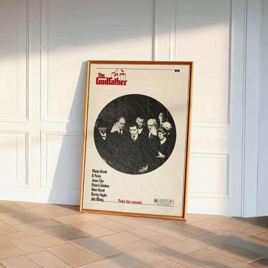 The Godfather Movie Poster - Marlon Brando  Al Pacino Wall Art - Vintage Midcentury Cinema  Print  -  Gift Idea