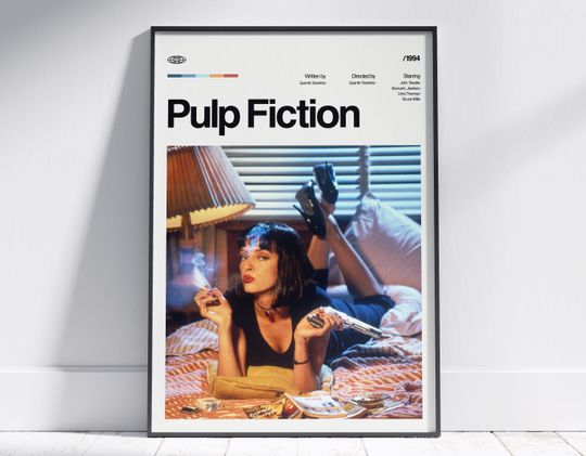 Pulp Fiction Movie Poster, Pulp Fiction Wall Decor, Pulp Fiction Poster Print, Vintage Retro Art Print, Quentin Tarantino