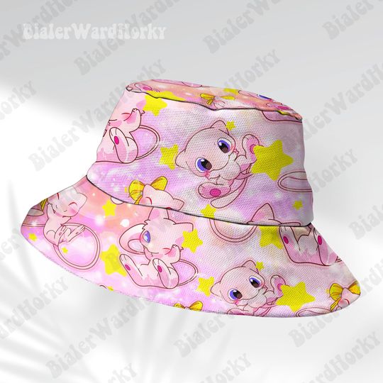 Mew Star Bucket Hat Evolution Bucket Cute Hat Anime Bucket Mew Gifts