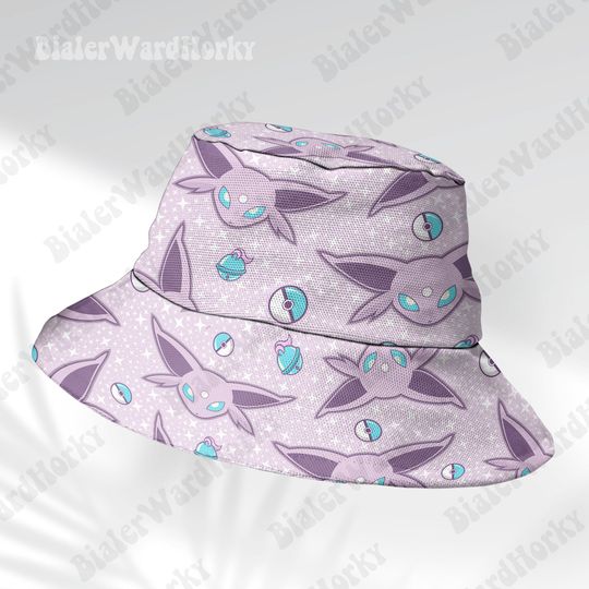 Espeon Emote Mystic Bucket Hat Evolution Bucket Cute Hat Anime Bucket Espeon Gifts