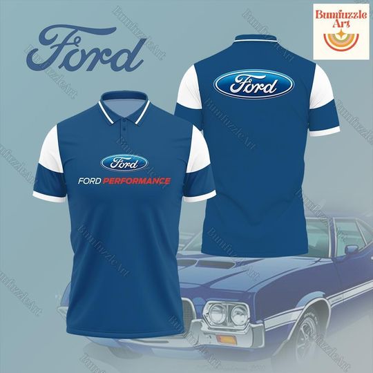 Ford Performance Polo Shirt, Ford Vehicles Gifts, Ford Logo Short Sleeve Shirt, Ford Car Clothing, 3D Printed Men's Polo Shirt