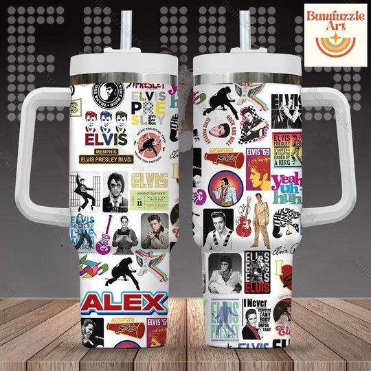 Personalized Elvis Presley 40oz Tumbler, Elvis Stainless Tumbler, King Of Rock And Roll Tumbler, Elvis Presley Gift, Elvis Presley Merc