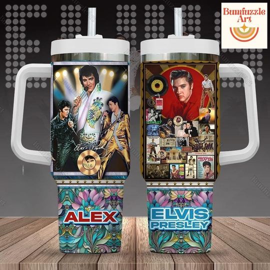 Custom Elvis Presley 40oz Tumbler, King Of Rock And Roll Tumbler, Elvis Presley Gift, Elvis Presley Merch, Gift For Elvis Presley Fan