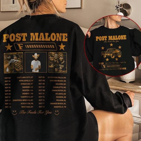 Post Malone Sweatshirt, 2024 Music Tour Merch, Concert Shirt, Gift For Fans