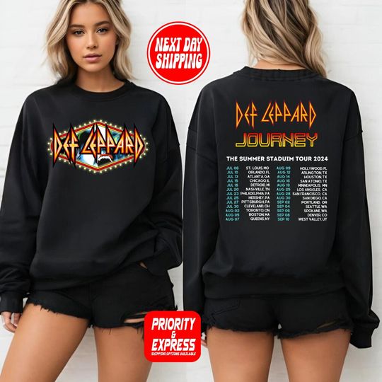 Def-Leppard And Journey Summer Stadium Tour 2024 Sweatshirt, Journey Tour Hoodie, Def Leppard Sweater, Rock Music Fan Gift