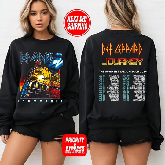 Def-Leppard And Journey Summer Stadium Tour 2024 Sweatshirt, Journey Tour Hoodie, Def Leppard Sweater, Rock Music Fan Gift