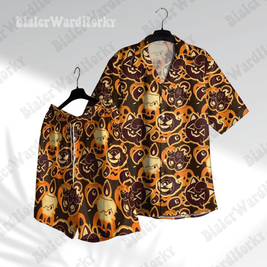 Spooky Halloween Hawaiian Shirt Ghost Type Anime Shirt Pumpkin Halloween Shirt Gifts