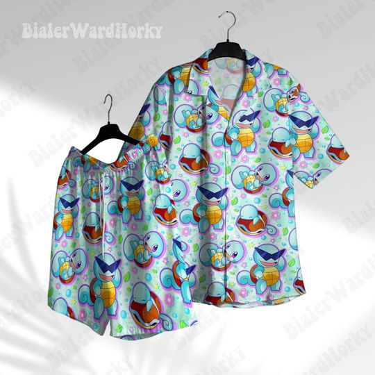 Squirtle Cool Funny Hawaiian Shirt Cute Water Type Festival Shirt Anime Shirt Squirtle Shirt Gifts