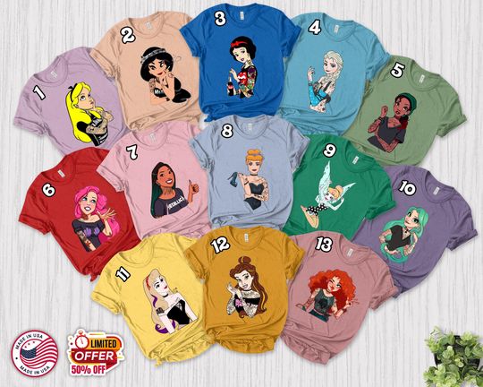 Disney Rocker Princess Shirt, Disney Punk Princess Shirt, Tattoo Disney Princess Shirt, Villains Princess Disney Shirt,Disney Vacation Shirt