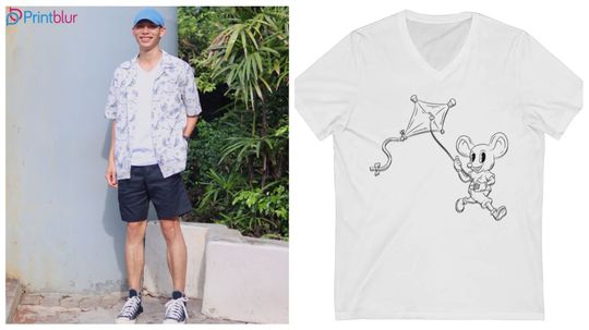 button-down shirt over v-neck t-shirt