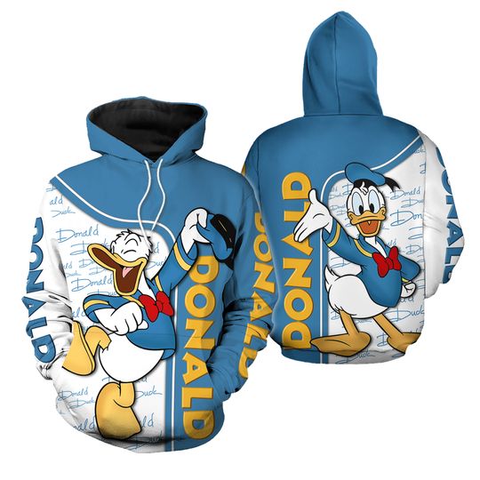 2024 Disney Donald Duck 3D Printed Hoodie, Men Women Casual Sports Pullover Cartoon 3D Hoodie, Fashion Oversized Streetwear