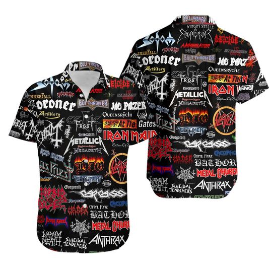 20th Century Classic Rock Band Trending Hawaiian Shirt, Rock And Roll Hawaiian Polyester Shirt, Hawaiian Beach Shirt