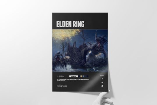 Elden Ring Minimalist Gaming Poster | Wall Art | Home Decor | Gaming Poster | White or Black