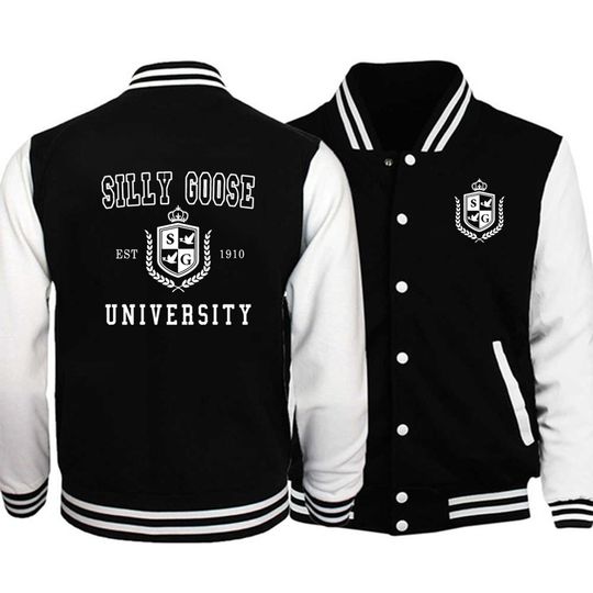 Silly Goose University Baseball Jacket, Trendy Preppy Graphic  Baseball Jacket Gift