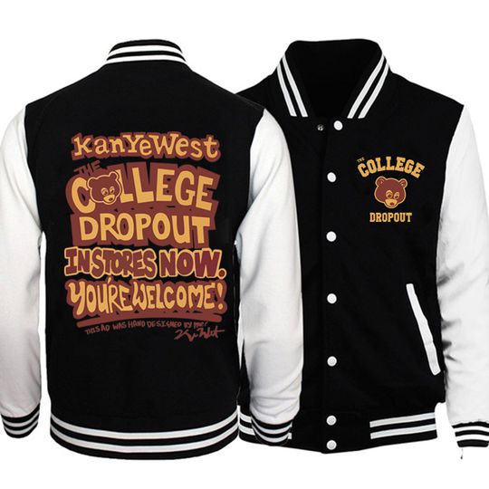 The College Dropout Baseball Uniform Jacket Baseball Jacket,  Kanye West Vultures 2024 90S  Baseball Jacket Y2K Coat Gift