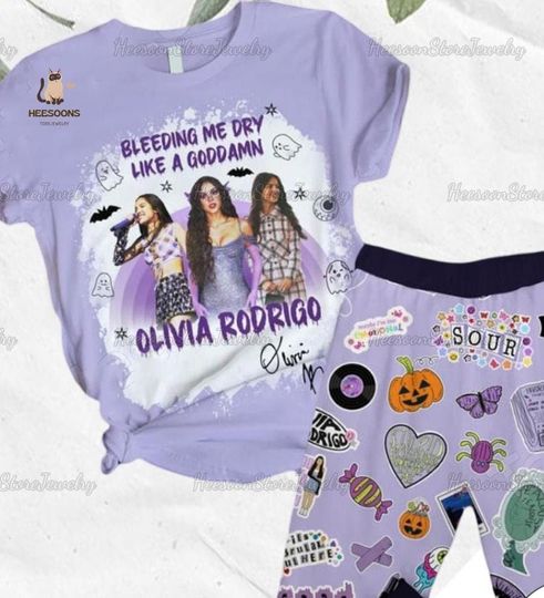 Olivia Rodrigo Pajamas Set, Olivia Rodrigo Shirt, Olivia Rodrigo Tour Shorts, Olivia Guts 2024 Tour Pajamas, Olivia Tshirt Shorts Set