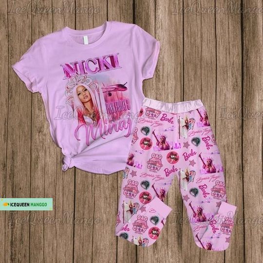 Nicki Minaj Pajamas Set, Nicki Minaj Shirt, Pink Friday 2 Holiday Pajamas, Nicki Minaj Women Pajamas, Nicki Minaj Tour Pajamas Pants