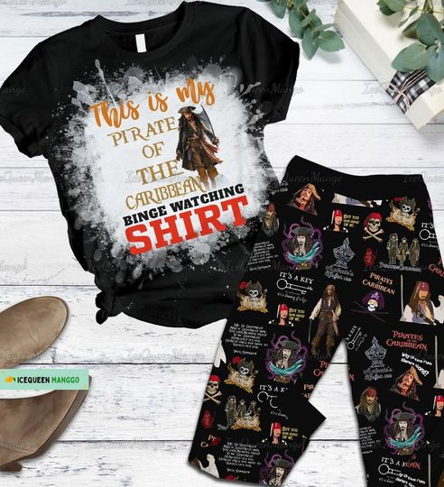 Johnny Depp Pajamas Set, Johnny Depp Shirt, Caribbean Depp Holiday Pajamas, Pirate Caribbean Pajamas Pants, The Depp Halloween Shirt