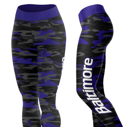 Baltimore Football Camo Leggings, Yoga Legging, Sport Leggign, Football Lover Gift, Gift For Women, Birthday Gift