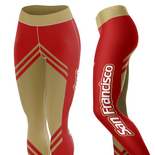 San Francisco Football Stripe Leggings, Yoga Legging, Sport Leggign, Football Lover Gift, Gift For Women, Birthday Gift
