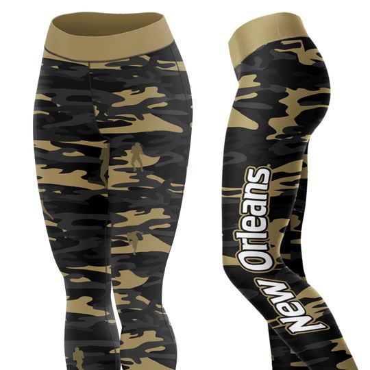 New Orleans Football Camo Leggings, Yoga Legging, Sport Leggign, Football Lover Gift, Gift For Women, Birthday Gift