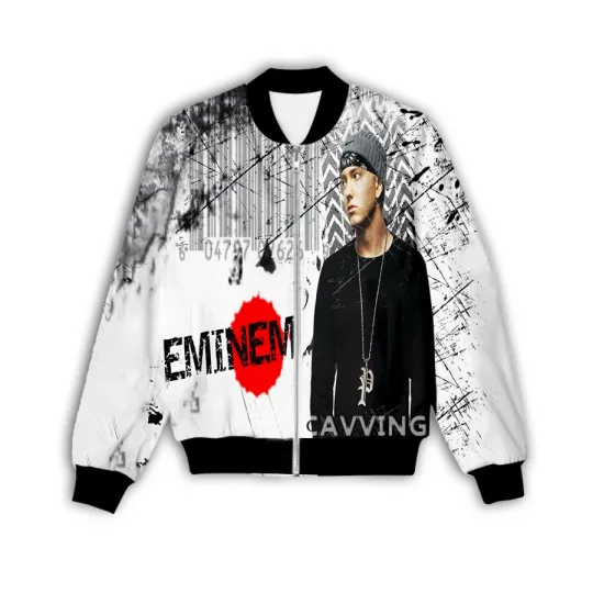 New Fashion Women/Men's 3D Print EMINEM   Zipper Bomber Jackets Men Overcoat Mens Coat Zip Up Jackets