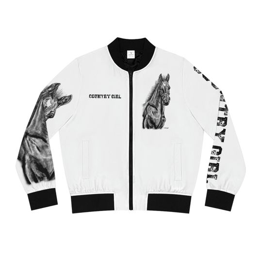 Women's Bomber Jacket (AOP)  - Rodeo Horse Country Girl Cowgirl